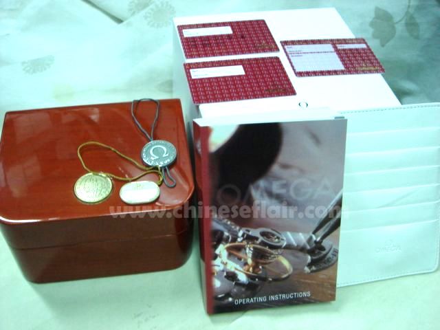 Wood Omega Watch Box For Sale With Manual Book
